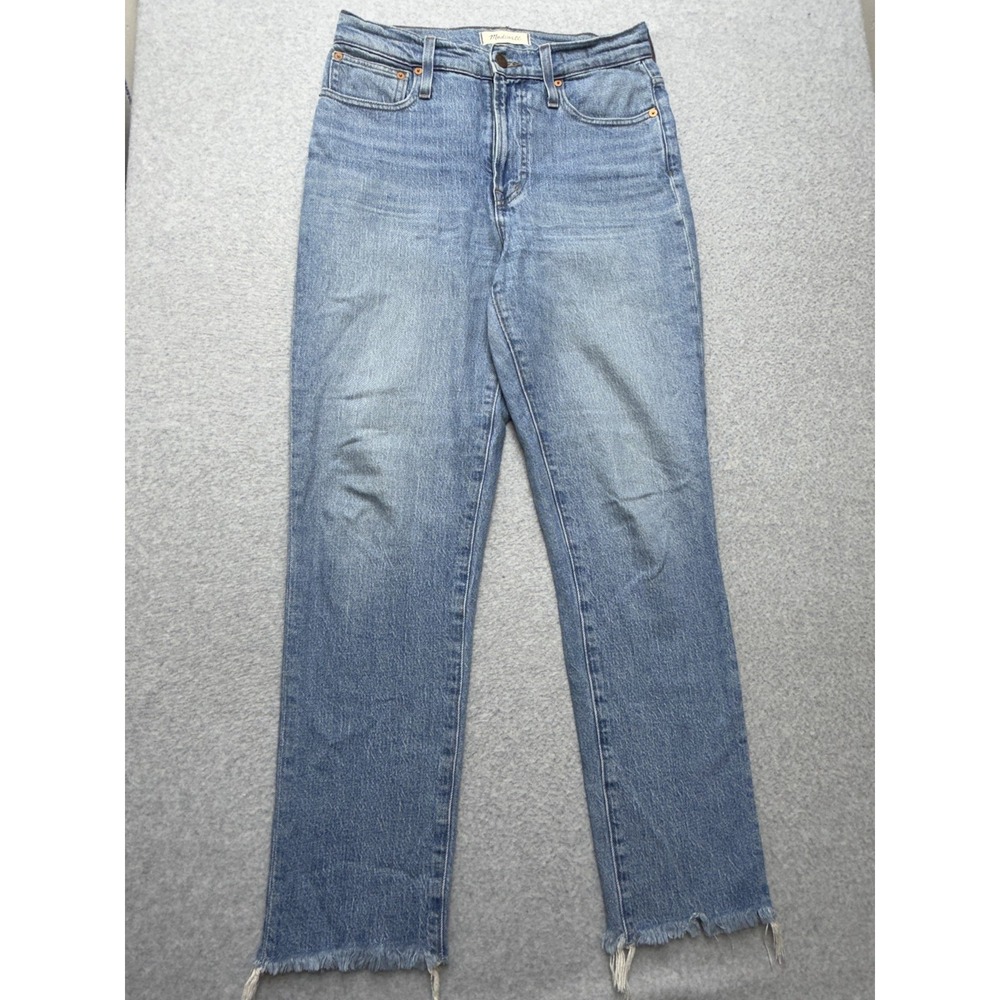 Madewell Womens Jeans 27 Perfect Vintage Straight Blue High Rise Raw Hem 27x27.5